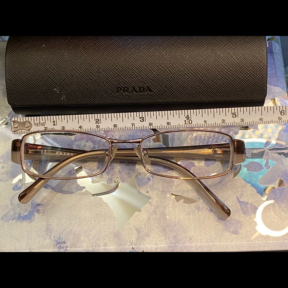 Prada Glasses 👓 Authentic 👓 Silver/Brown/Tan - Picture 9 of 11